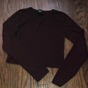 cropped burgundy knit top